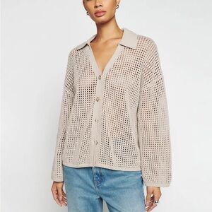 Reformation Milo Cotton Open Knit Cardigan